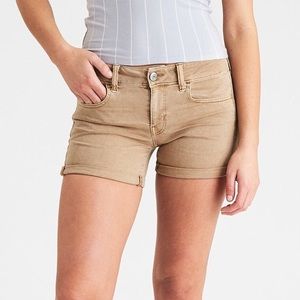 American Eagle Khaki Midi Twill Short